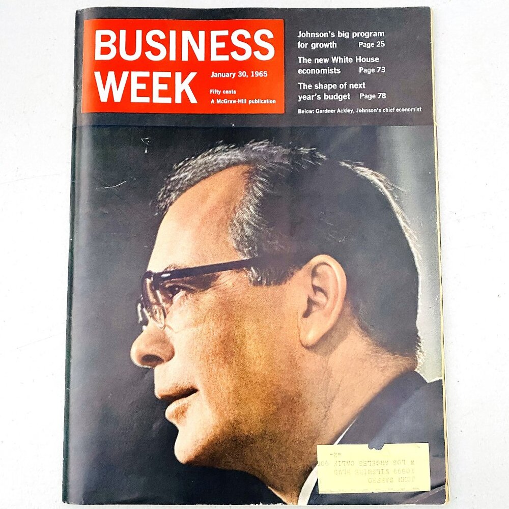Business Week Magazine January 30, 1965, Gardner Ackley Cover RARE #1848